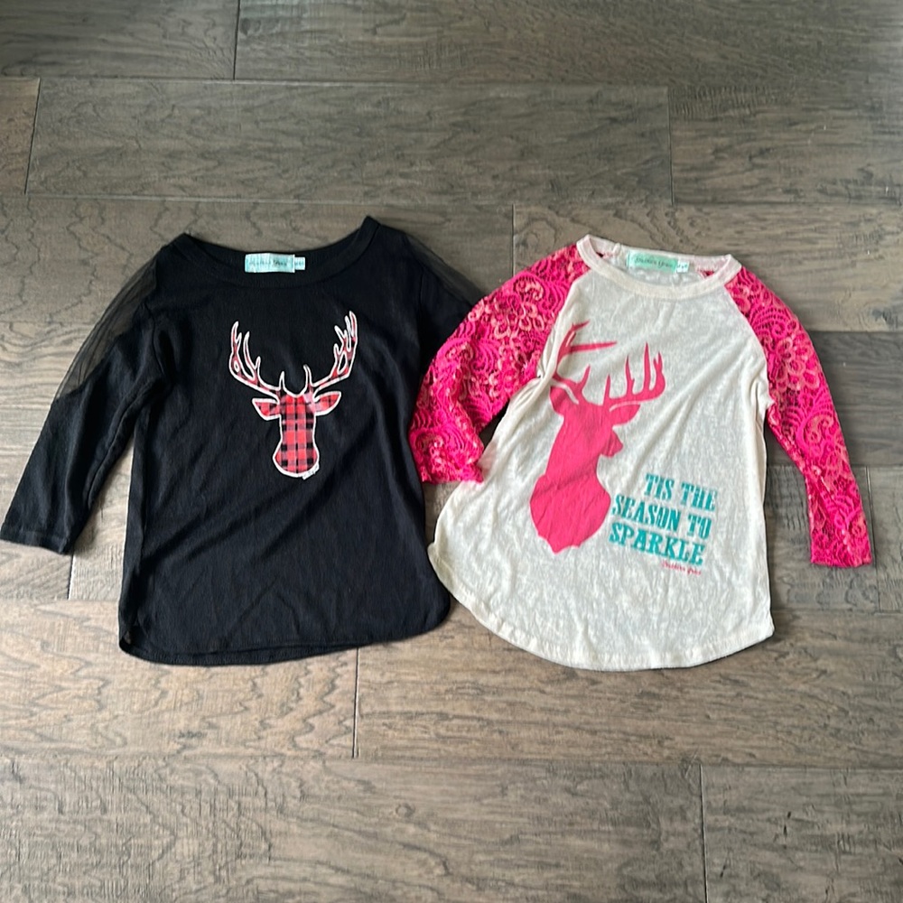2 Southern Grace 3/4 length sleeve holiday shirts
